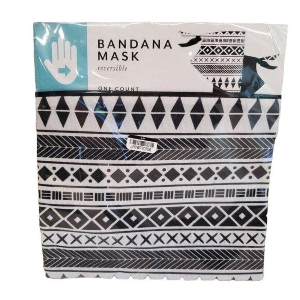 Bandana Mask Reversible Black White NEW